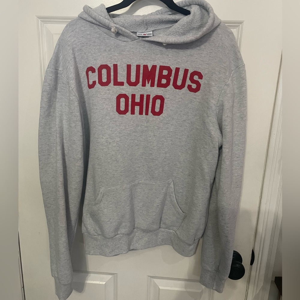 Gray Hoodie with Red Print